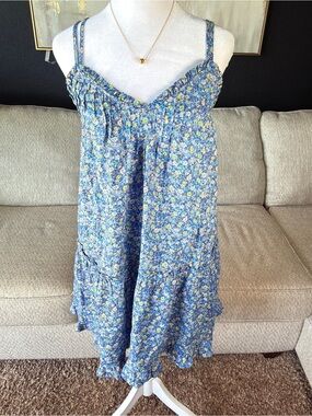 Universal Thread Blue Floral Sundress with Spaghetti Straps